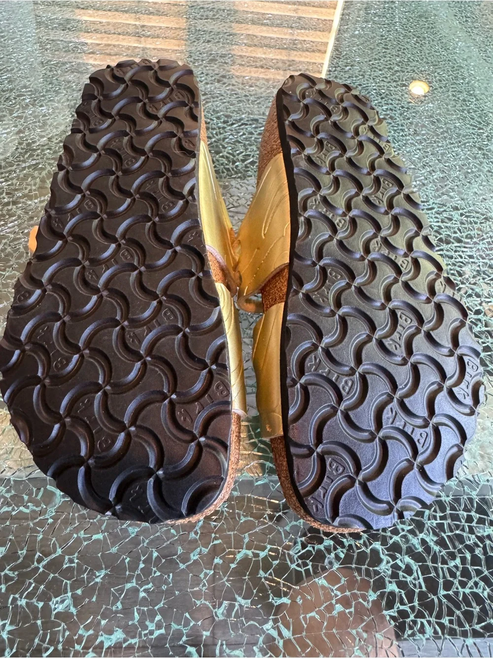 Birkis Inspired Kids Gold Strappy Cork Footbed Sandals 35